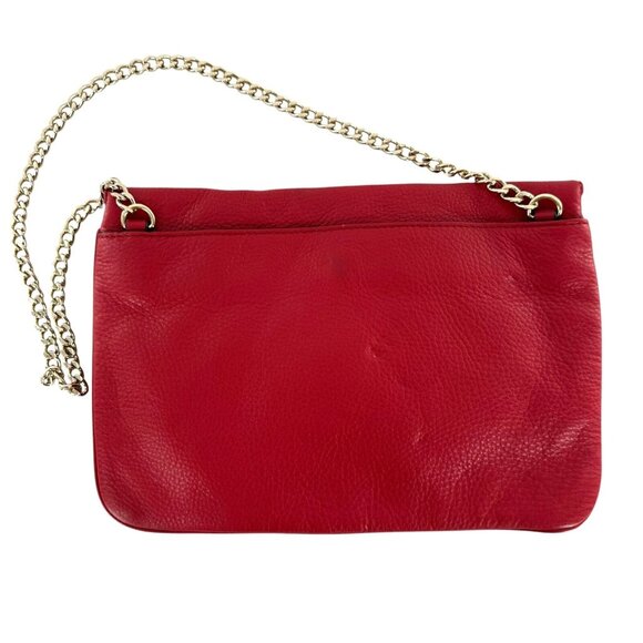 Michael Kors Red Pebbled Leather Envelope Clutch Shoulder Bag - Picture 3 of 7